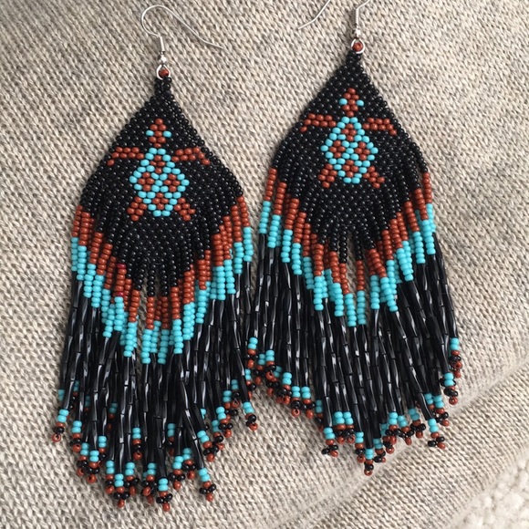Jewelry - Handmade Beaded Turtle Earrings